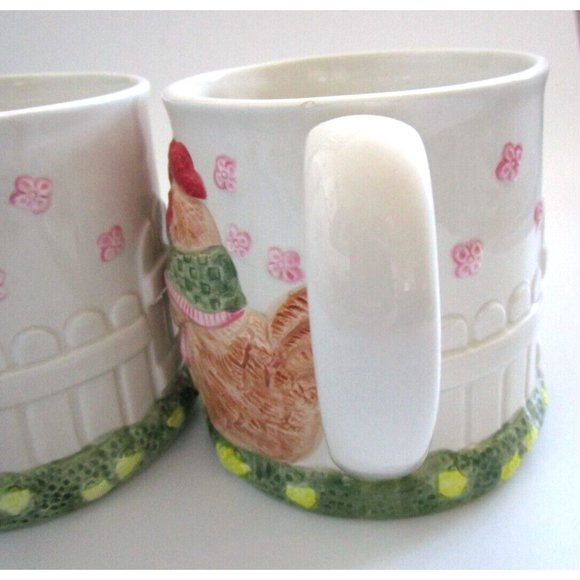 Fitz & Floyd Pig & Chicken Mugs (2) - Fitz & Floyd 1987 Bacon Eggs Pig Chick VTG - Picture 3 of 16